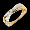 bijou or  Bague volute or jaune pav�e diamants - 4 diamants