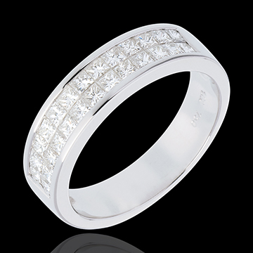 cadeau femme   Alliance or blanc semi pav�e - serti rail 2 rangs   - 1 carats