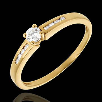 bijou or Solitaire Octave or jaune (GM) - 0.27 carats - 9 diamants