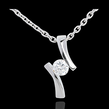bijoux or Pendentif apostrophe diamant (GM) - or blanc - 0.26 carats