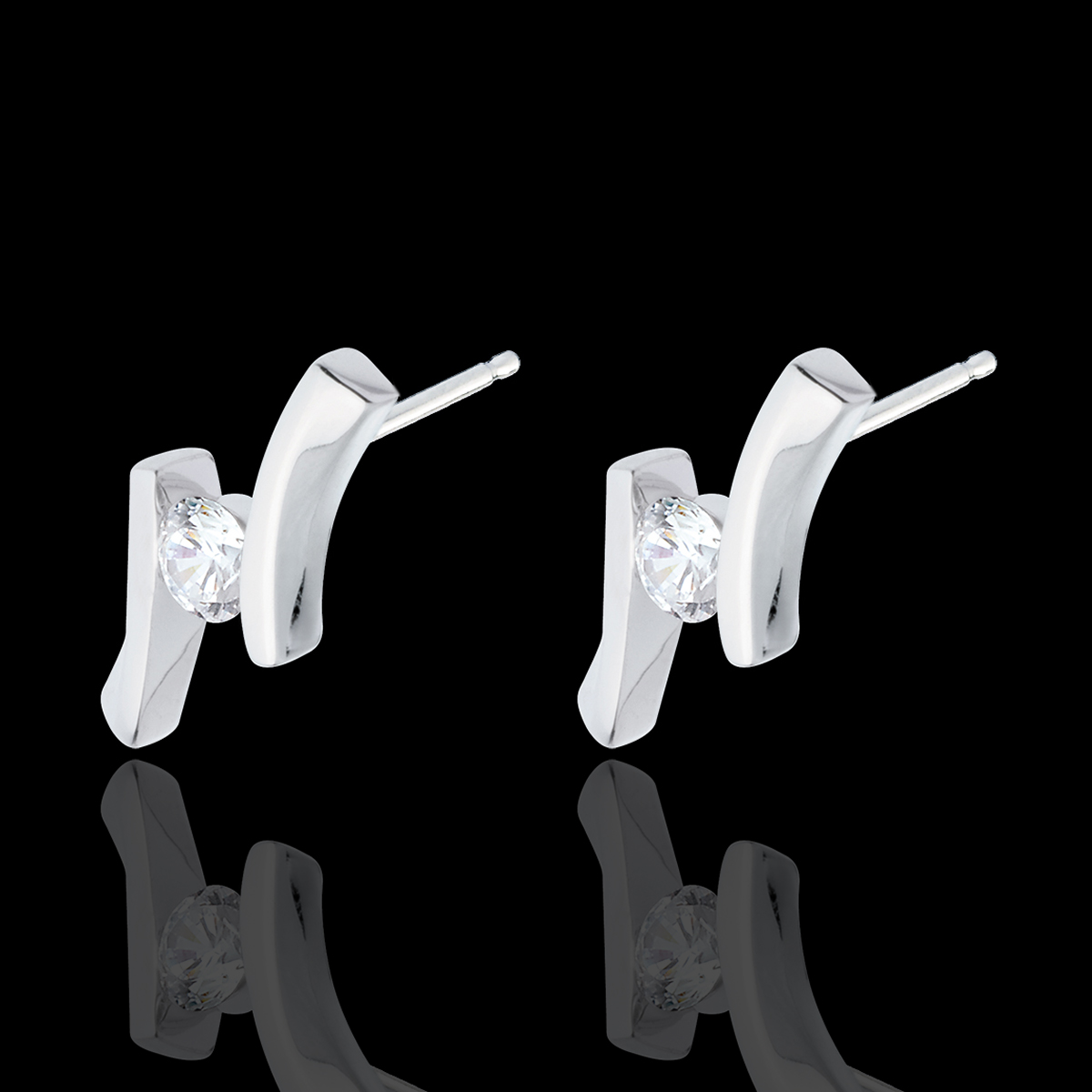 Boucles d'oreilles apostrophe (Tgm) - puces or blanc - 0.31 carats