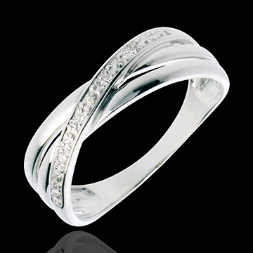 ventes en ligne Bague volute or blanc pav�e diamants - 4 diamants