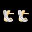 cadeau femme Boucles d'oreilles demi lunes - Or jaune - Or Blanc - 16 diamants