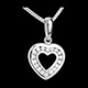 Pendentif coeur en abyme  - or blanc pav� - 18 diamants - 0.18 carat 