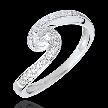 bijoux or Solitaire verseau pav� - or blanc - 0.28 carats