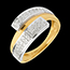 cadeau femmes Bague double-hemispheres or jaune-orblanc pav�e