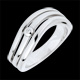 Bague Solitaire Vagues argent et diamant