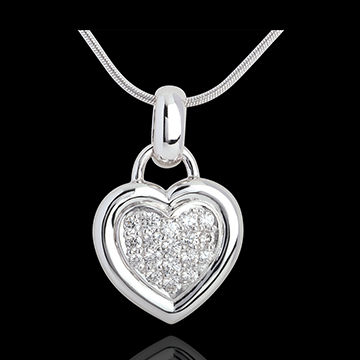 vente Pendentif coeur pav� or blanc (PM) - 7 diamants