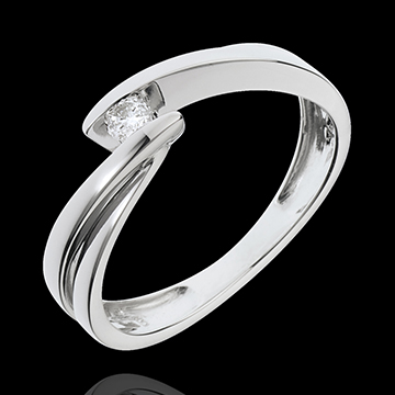 acheter en ligne Bague solitaire or blanc Ondine