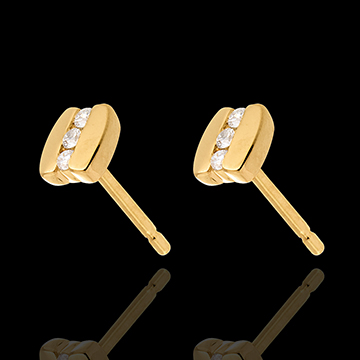 cadeaux boucles d'oreilles trilogie parenth�se - puces or jaune (PM) - 6 diamants