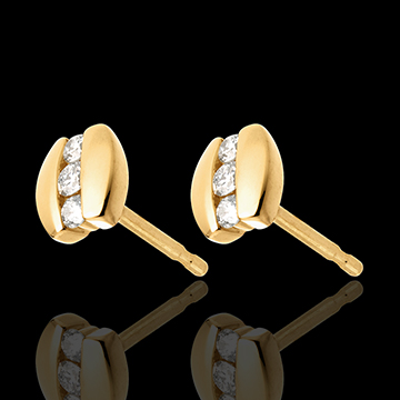 femme   Boucles d'oreilles trilogie parenth�se puces or jaune - 6 diamants
