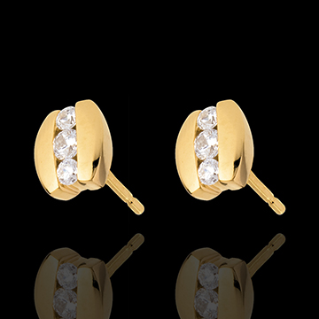 cadeaux femmes boucles d'oreilles trilogie parenth�se - puces or jaune (MM) - 0.23 carats - 6 diamants