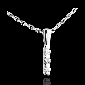 bijou or Pendentif totem trilogie (PM) - or blanc  - 3 diamants
