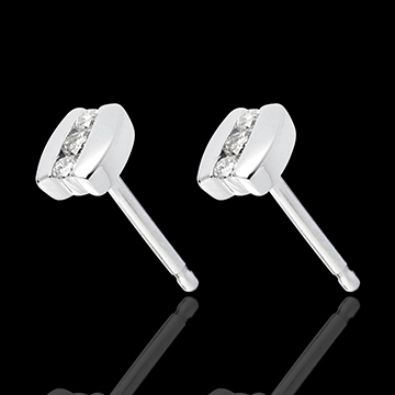 cadeau Boucles d'oreilles trilogie parenth�se puces or blanc - 6 diamants