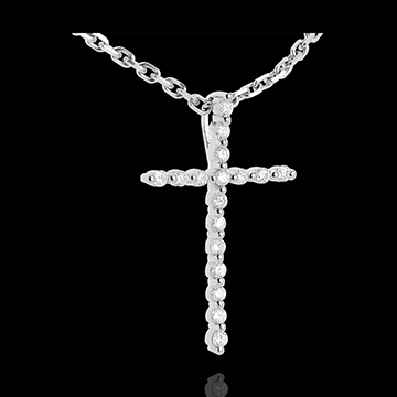 vente on line Pendentif  croix en or blanc - 17 diamants