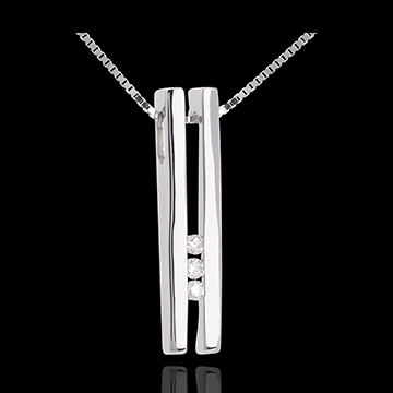cadeaux femme Collier Diapason Trilogie or blanc (GM) - 3 diamants