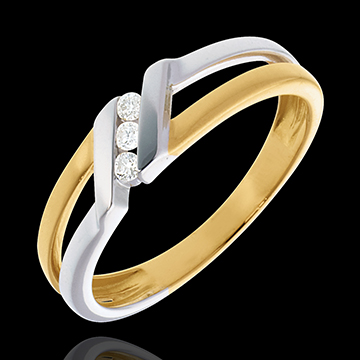 cadeaux femmes Trilogie �trier or jaune et blanc - 3 diamants