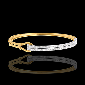 achat en ligne Double jonc agrafe or jaune- or blanc pav� - 0.32 carats - 54 diamants