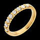 Alliance or jaune semi pav�e - serti barrettes - 0.5 carats - 8 diamants