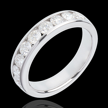 cadeau femmes Alliance or blanc semi pav�e - serti rail - 1 carats - 9 diamants
