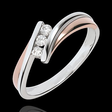 bijoux or Bague trilogie Ambra or rose - blanc - 3 diamants