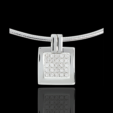 cadeaux femmes Collier empreinte or blanc pav�e - 0.45 carats - 25 diamants