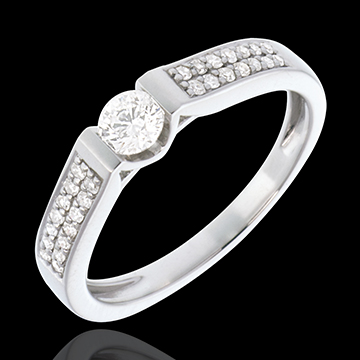 acheter en ligne Solitaire arche or blanc pav� - 0.38 carats - 29 diamants