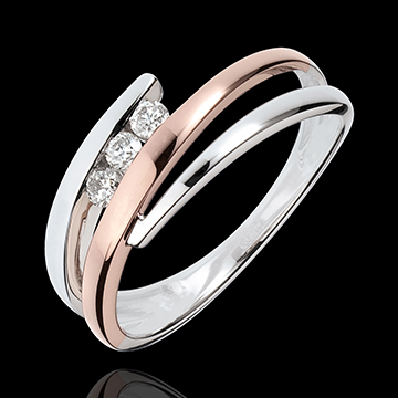 Bague de fianÃ§ailles Parfum d'aurore - Trio de diamants - or rose, or ...