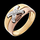 mariage bague lacet or jaune pavee diamants