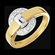 cadeau bague mousqueton or jaune or blanc pavee 10 diaman