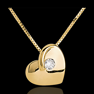 cadeau femmes Collier coeur �perdu or jaune diamants