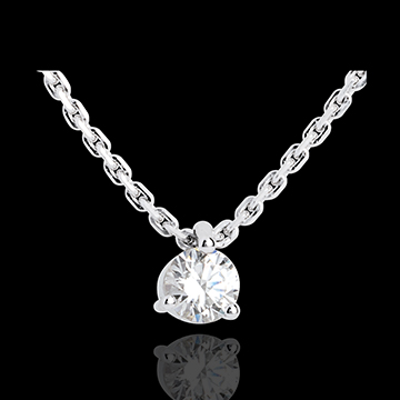 cadeau Collier solitaire or blanc (TGM) - 0.31 carat