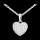 Pendentif coeur pav� or blanc et beli�re  - 0.67 carat - 50 diamants