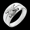 cadeau femme Bague Lacet or blanc pav� - 5 diamants