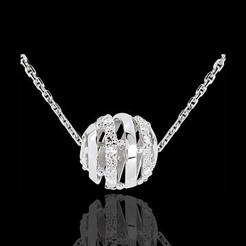 joaillerie Collier Amour en Cage or blanc - 11 diamants - 45cm
