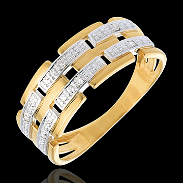 bijou or   Bague canevas or jaune pav�e diamants  - 6 diamants