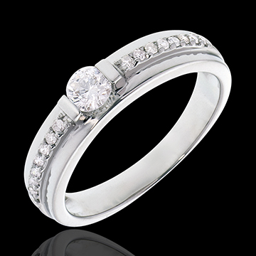 joaillerie Solitaire empire or blanc pav� - 0.34 carats - 17 diamants