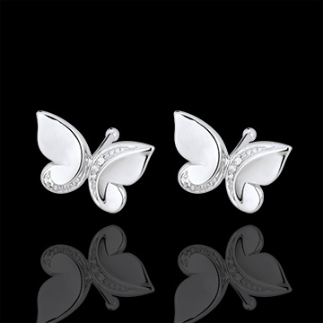 bijouterie Boucles d'oreilles puces Papillons or blanc et diamants