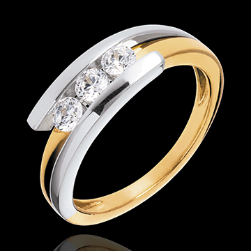 cadeau femme Trilogie bipolaire or jaune-or blanc (MM+)  - 0.41 carats - 3 diamants