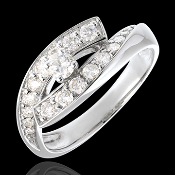 femme Solitaire Prunelle or blanc - 0.63 carats - 19 diamants