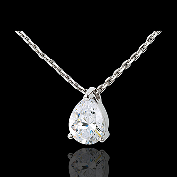 joaillerie Collier Larme diamant - or blanc  - 1.25 carats
