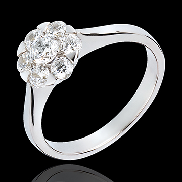 achat en ligne Bague Rosace diamants - or blanc  - 0.88 carats - 7 diamants