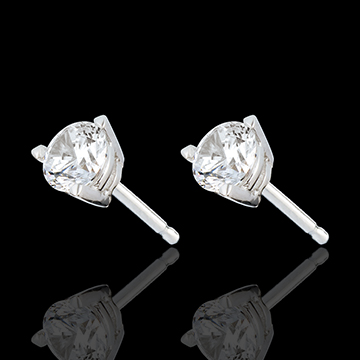 mariages Boucles d'oreilles or blanc - diamant 3 griffes - 1 carats