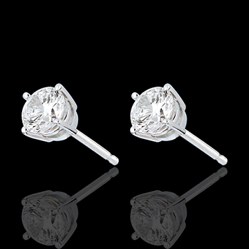 ventes en ligne Boucles d'oreilles or blanc - diamant 4 griffes - 1 carats