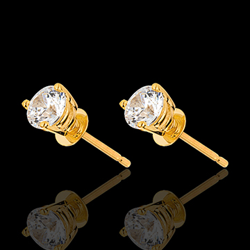 acheter en ligne Boucles d'oreilles or jaune - diamant 3 griffes  - 0.7 carats