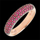 Anello tre file oro rosa e rubino
