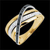 acheter en ligne Bague Elite or jaune diamants noirs et blancs