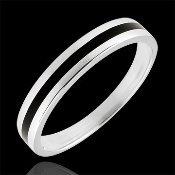 ... or Homme Clair Obscur - Une ligne - or blanc et laque noire - 9 carats