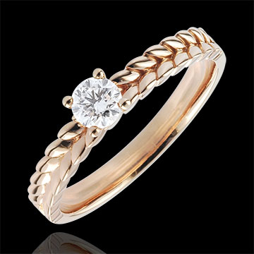 Bague Solitaire Feuilles dor - or rose - 0.2 carat