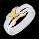 Anillo Cruz oro amarillo y oro blanco
